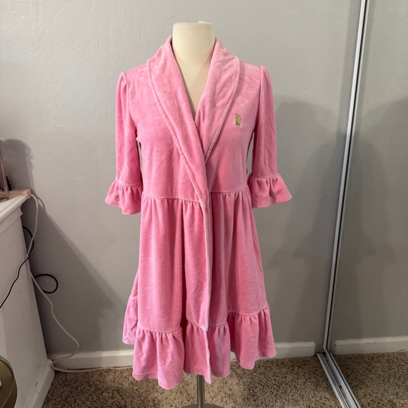 Y2K Juicy Couture Pink Babydoll Robe with Flutter Sleeves